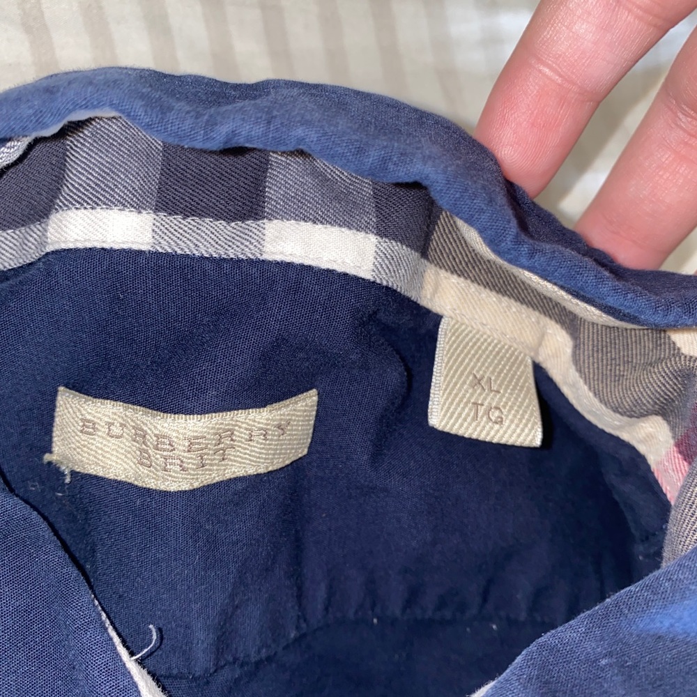 BURBERRY BRIT shirt NOVA check cotton Long Sleeve Men's NAVY size XL - Picture 2 of 6